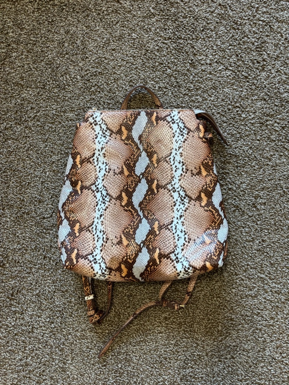 A New Day Snakeskin Women's Backpack Purse - Brown & Cream